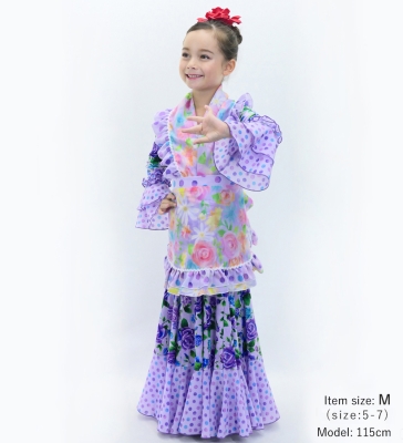 Kids Flamenco Apron and Shawl Set / Floral / Lavender & Pink / JPAp-13