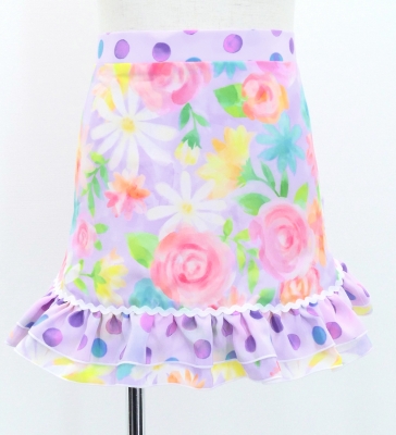 Kids Flamenco Apron and Shawl Set / Floral / Lavender & Pink / JPAp-13