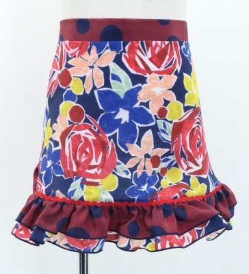 Kids Flamenco Apron and Shawl Set / Roses / Blue / JPAp-14