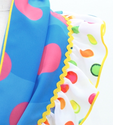 Kids Flamenco Apron and Shawl Set / Polka Dots / Light Blue / JPAp-15