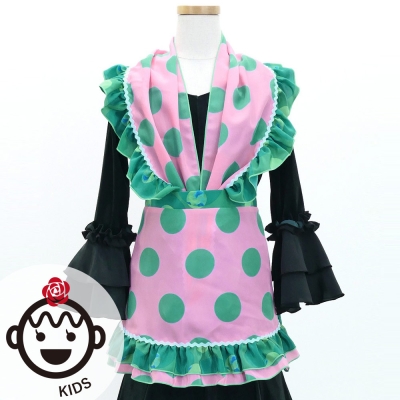 Kids Flamenco Apron and Shawl Set / Polka Dots / Light Pink & Turquoise Blue / JPAp-16