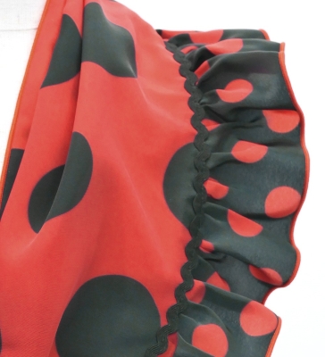 Kids Flamenco Apron and Shawl Set / Polka Dots / Red & Black / JPAp-1
