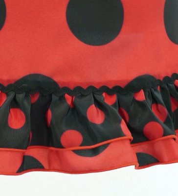 Kids Flamenco Apron and Shawl Set / Polka Dots / Red & Black / JPAp-1