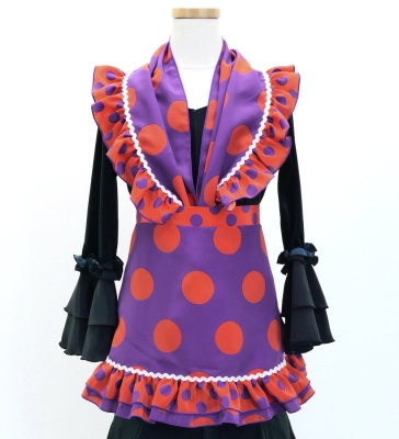 Kids Flamenco Apron and Shawl Set / Polka Dots / Purple & Orange / JPAp-2
