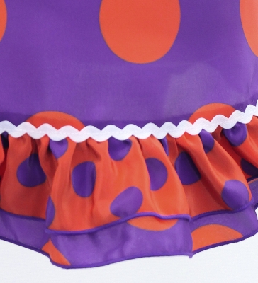 Kids Flamenco Apron and Shawl Set / Polka Dots / Purple & Orange / JPAp-2