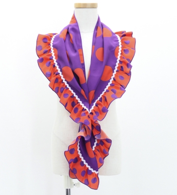 Kids Flamenco Apron and Shawl Set / Polka Dots / Purple & Orange / JPAp-2