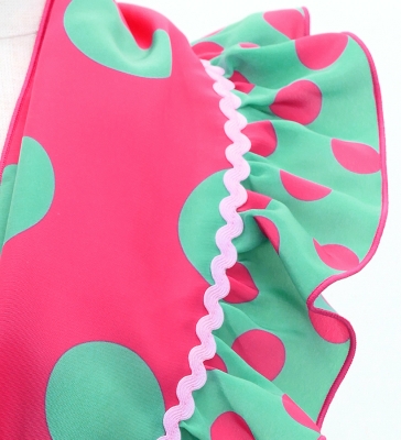 Kids Flamenco Apron and Shawl Set / Polka Dots / Pink & Turquoise Blue / JPAp-3