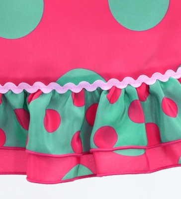 Kids Flamenco Apron and Shawl Set / Polka Dots / Pink & Turquoise Blue / JPAp-3
