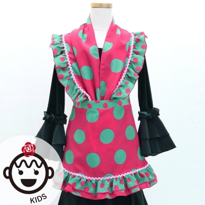 Kids Flamenco Apron and Shawl Set / Polka Dots / Pink & Turquoise Blue / JPAp-3