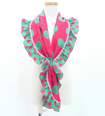 Kids Flamenco Apron and Shawl Set / Polka Dots / Pink & Turquoise Blue / JPAp-3