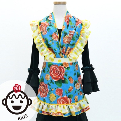 Kids Flamenco Apron and Shawl Set / Roes / Light Blue / JPAp-6