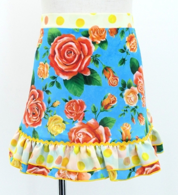 Kids Flamenco Apron and Shawl Set / Roes / Light Blue / JPAp-6