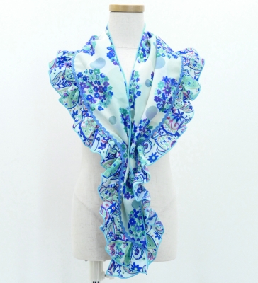 Kids Flamenco Apron and Shawl Set / Floral & Dots / Blue & White / JPAp-9