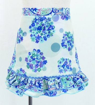 Kids Flamenco Apron and Shawl Set / Floral & Dots / Blue & White / JPAp-9