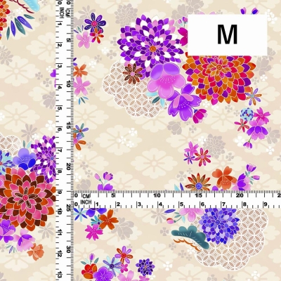 Japan Fabric / Chrysanthemum, Plum Blossom & Cherry Blossom / JWA-005-BE