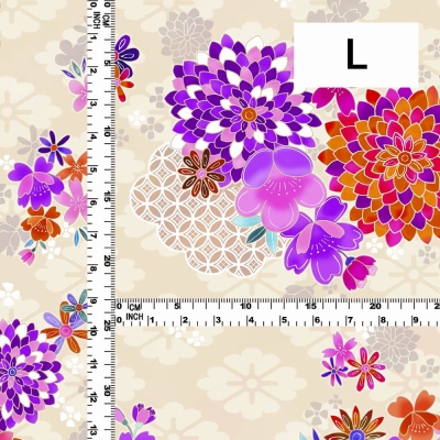 Japan Fabric / Chrysanthemum, Plum Blossom & Cherry Blossom / JWA-005-BE