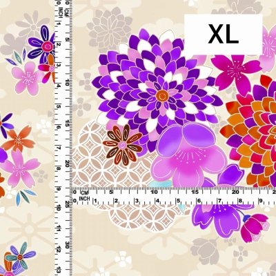 Japan Fabric / Chrysanthemum, Plum Blossom & Cherry Blossom / JWA-005-BE