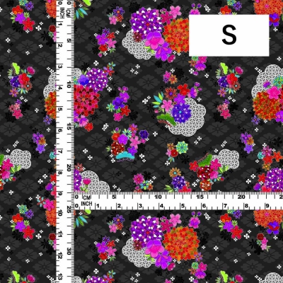 Japan Fabric / Chrysanthemum, Plum Blossom & Cherry Blossom / JWA-005-BK