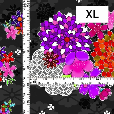 Japan Fabric / Chrysanthemum, Plum Blossom & Cherry Blossom / JWA-005-BK