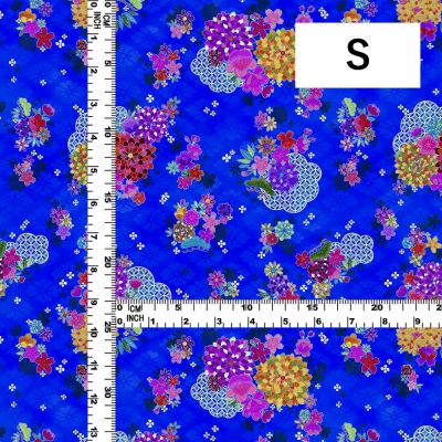 Japan Fabric / Chrysanthemum, Plum Blossom & Cherry Blossom / JWA-005-BL
