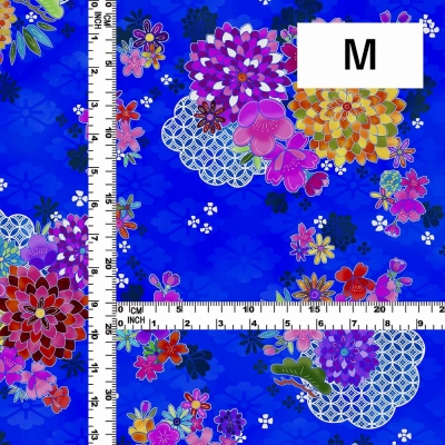 Japan Fabric / Chrysanthemum, Plum Blossom & Cherry Blossom / JWA-005-BL