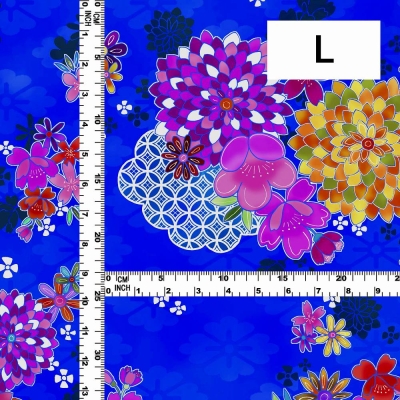 Japan Fabric / Chrysanthemum, Plum Blossom & Cherry Blossom / JWA-005-BL