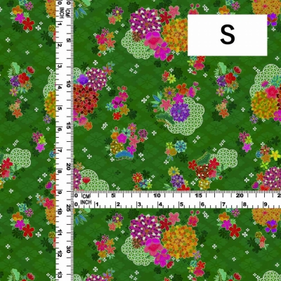 Japan Fabric / Chrysanthemum, Plum Blossom & Cherry Blossom / JWA-005-GR
