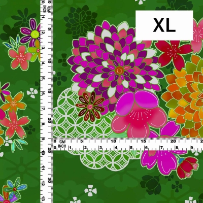 Japan Fabric / Chrysanthemum, Plum Blossom & Cherry Blossom / JWA-005-GR