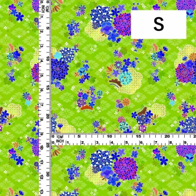 Japan Fabric / Chrysanthemum, Plum Blossom & Cherry Blossom / JWA-005-LGR