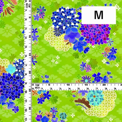 Japan Fabric / Chrysanthemum, Plum Blossom & Cherry Blossom / JWA-005-LGR