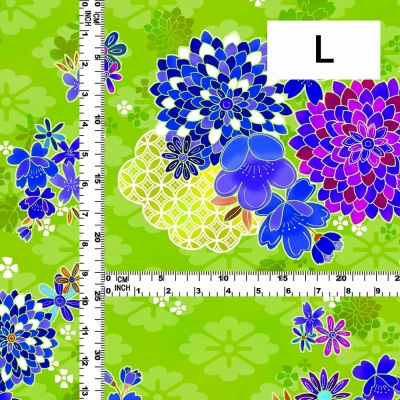 Japan Fabric / Chrysanthemum, Plum Blossom & Cherry Blossom / JWA-005-LGR