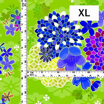 Japan Fabric / Chrysanthemum, Plum Blossom & Cherry Blossom / JWA-005-LGR