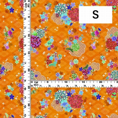 Japan Fabric / Chrysanthemum, Plum Blossom & Cherry Blossom / JWA-005-OR