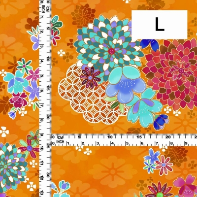 Japan Fabric / Chrysanthemum, Plum Blossom & Cherry Blossom / JWA-005-OR