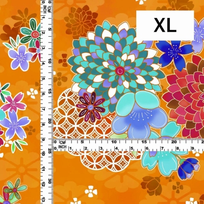 Japan Fabric / Chrysanthemum, Plum Blossom & Cherry Blossom / JWA-005-OR