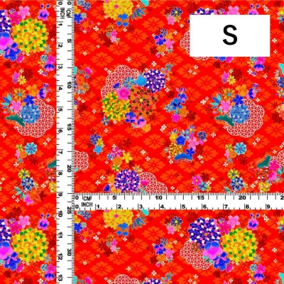 Japan Fabric / Chrysanthemum, Plum Blossom & Cherry Blossom / JWA-005-RD