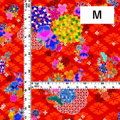 Japan Fabric / Chrysanthemum, Plum Blossom & Cherry Blossom / JWA-005-RD