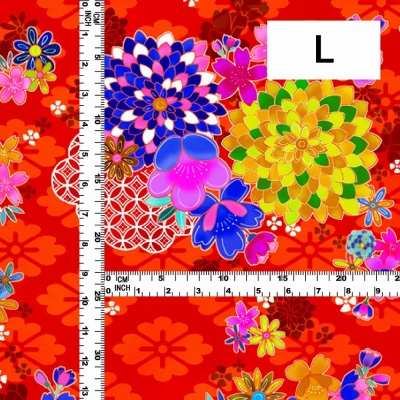Japan Fabric / Chrysanthemum, Plum Blossom & Cherry Blossom / JWA-005-RD