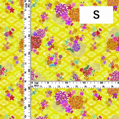 Japan Fabric / Chrysanthemum, Plum Blossom & Cherry Blossom / JWA-005-YE