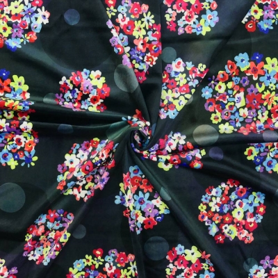 Flamenco Fabric / Floral & Dots / JKF-185-BK