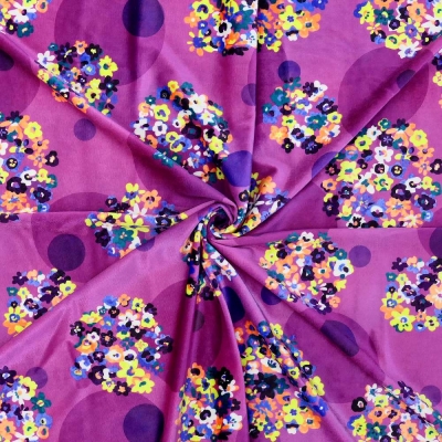 Flamenco Fabric / Floral & Dots / JKF-185-RDPU