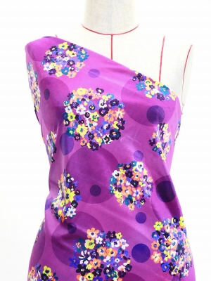 Flamenco Fabric / Floral & Dots / JKF-185-RDPU