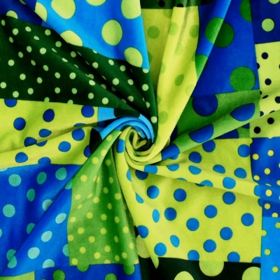 Flamenco Fabric / Dots & Patchwork Style / JKF-195-GRBL