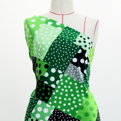 Flamenco Fabric / Dots & Patchwork Style / JKF-195-GR