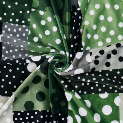 Flamenco Fabric / Dots & Patchwork Style / JKF-195-GYGR