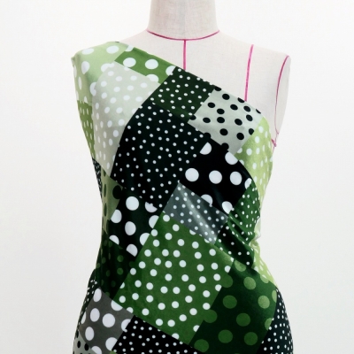 Flamenco Fabric / Dots & Patchwork Style / JKF-195-GYGR