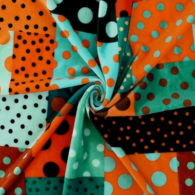 Flamenco Fabric / Dots & Patchwork Style / JKF-195-ORTBL