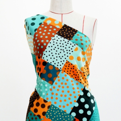 Flamenco Fabric / Dots & Patchwork Style / JKF-195-ORTBL