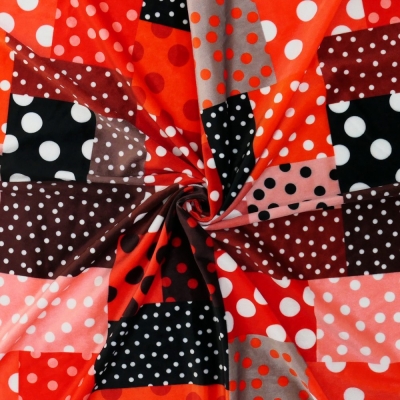 Flamenco Fabric / Dots & Patchwork Style / JKF-195-RD