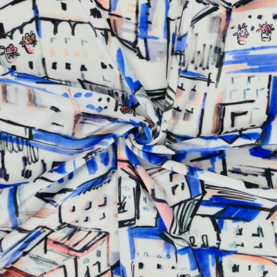 Flamenco Fabric / Townscape Pattern / JKF-197-BL